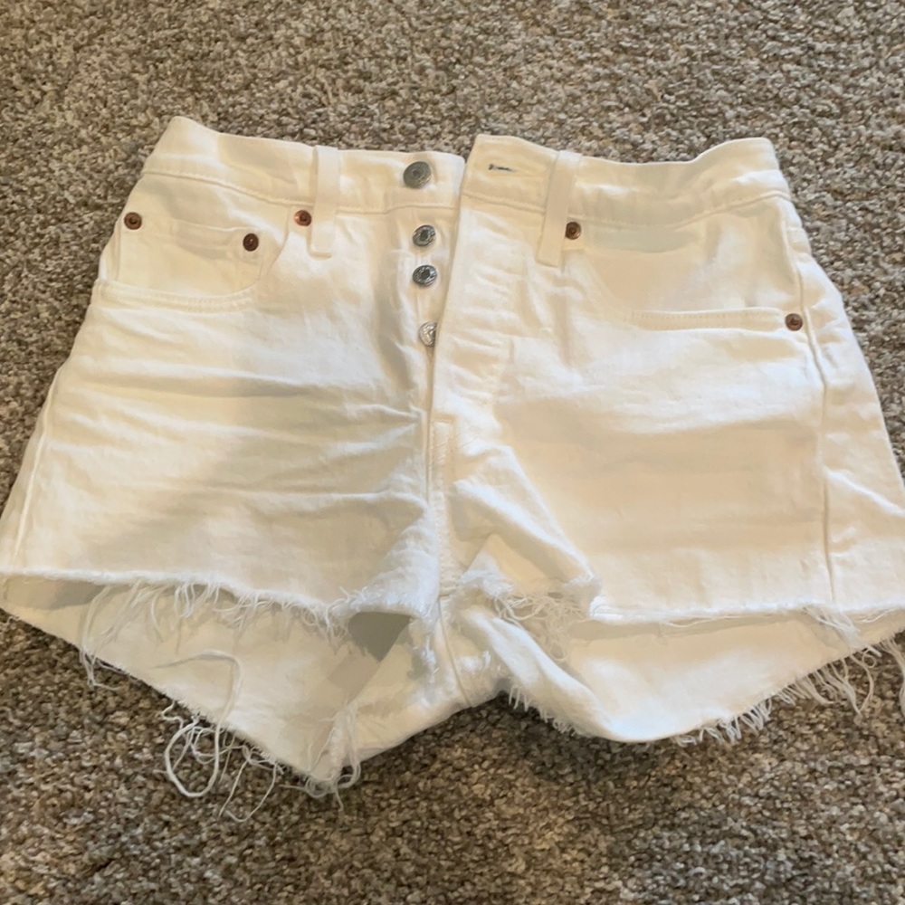 White Levi shorts